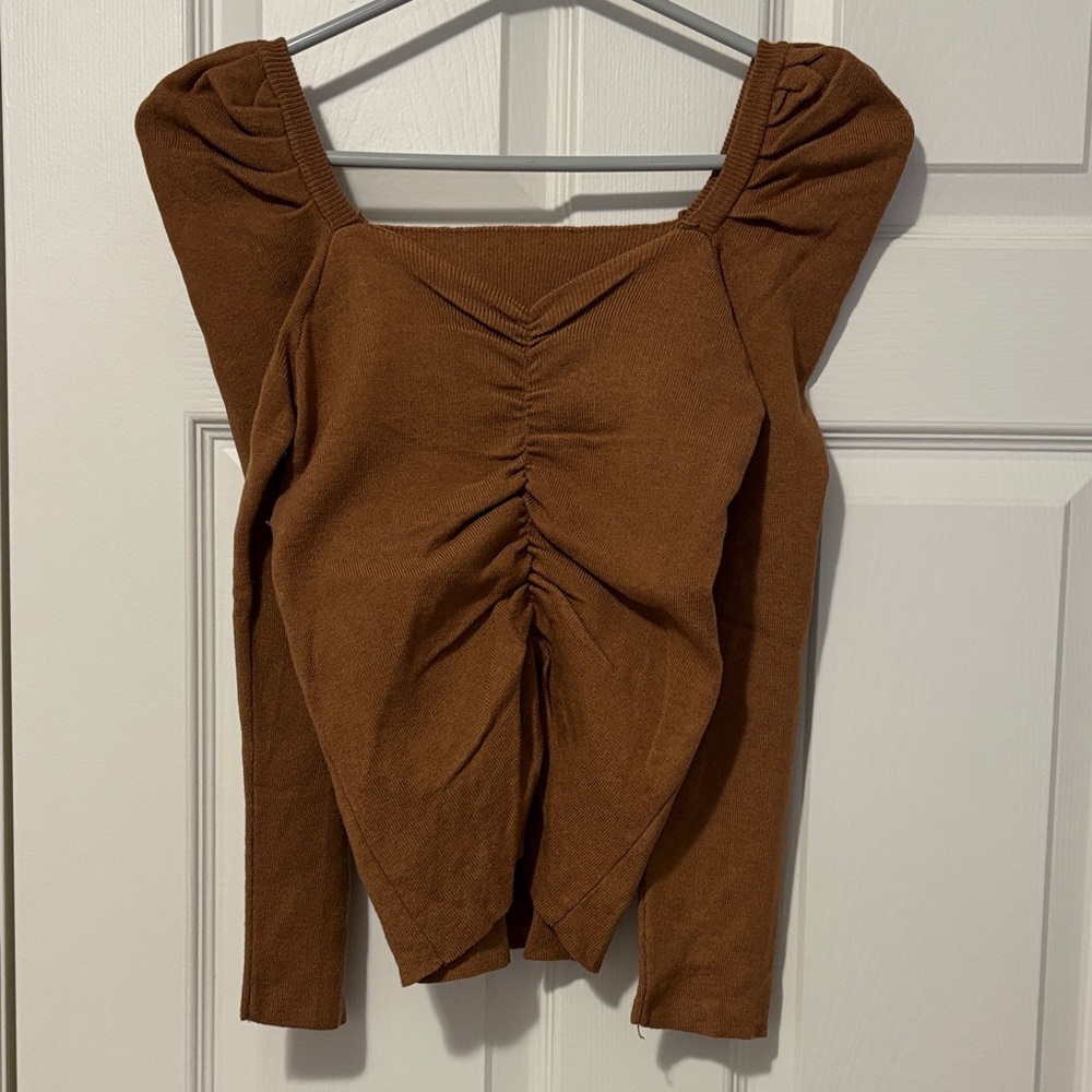NWOT Brown Ruched Women's Top
